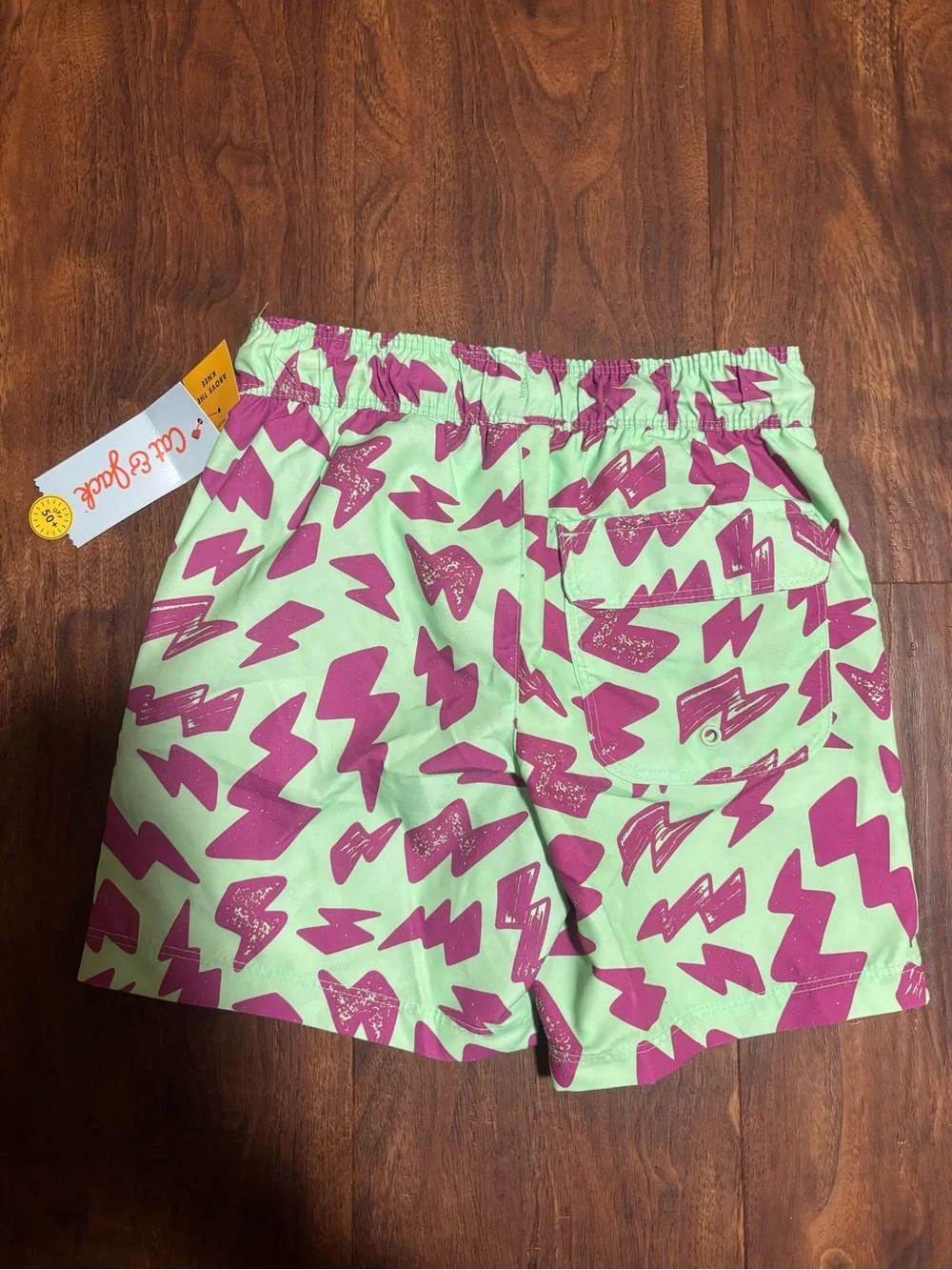 Cat & Jack Boys' Thunder Bolt Trunk Swim Shorts - Green/Purple